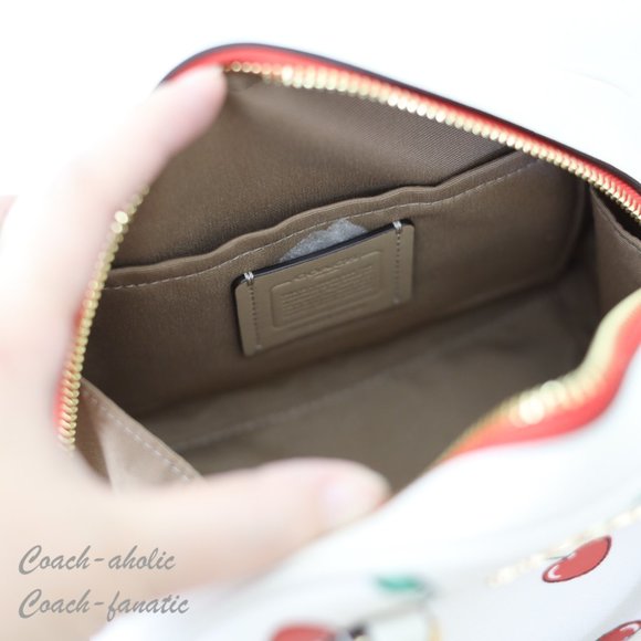 NWT Coach CF421 Sydney Satchel With Heart Cherry Print in Chalk Multi - Picture 10 of 10